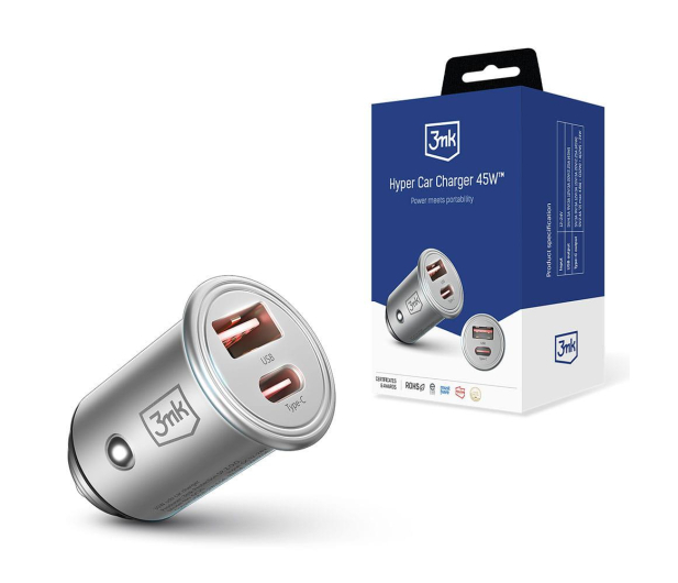 3mk Ładowarka Samochodowa Hyper Car Charger 45W USB-C + USB-A - 1183901 - zdjęcie 2
